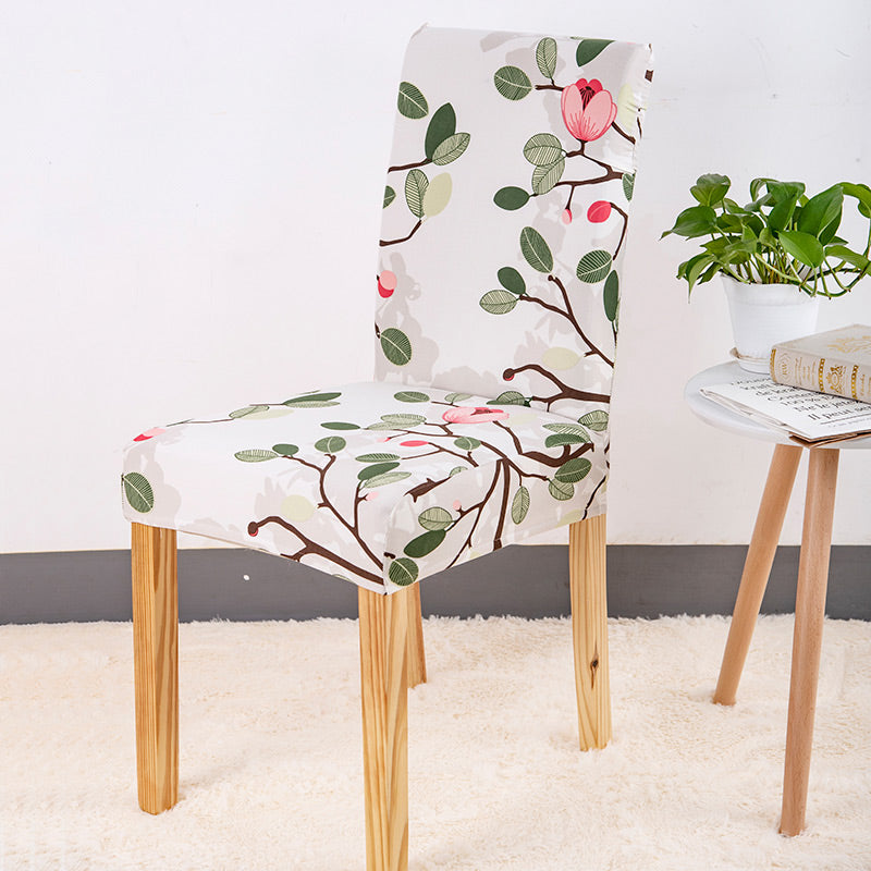 Capa De Cadeira Floral (Verde-Rosa)