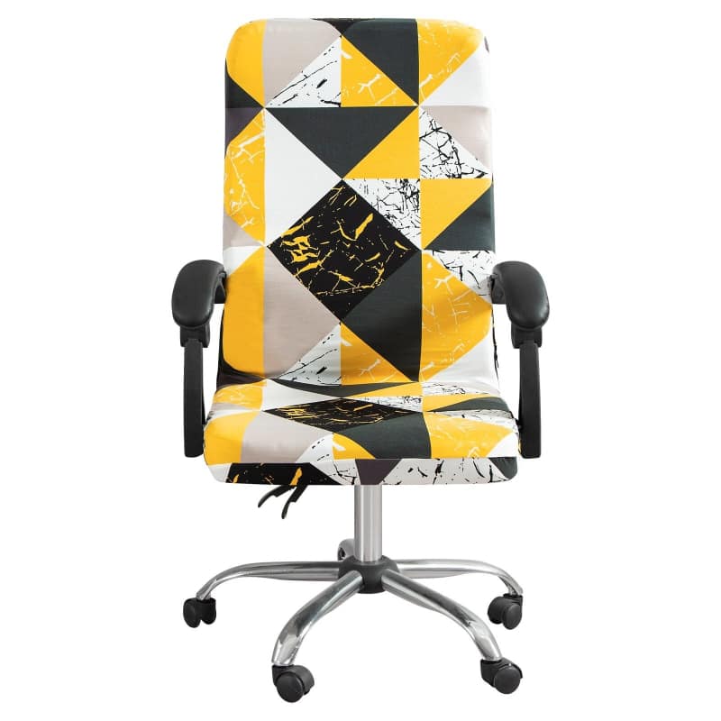 Capa Preta, Branca E Amarela Para Cadeira De Escritório