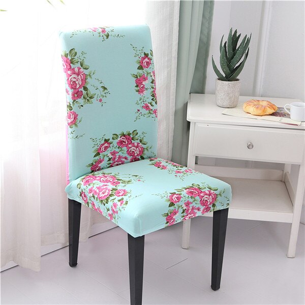 Capa Para Cadeira Jamila Rosa Floral Turquesa