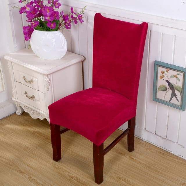 Capa De Cadeira De Veludo Vermelho Carmim